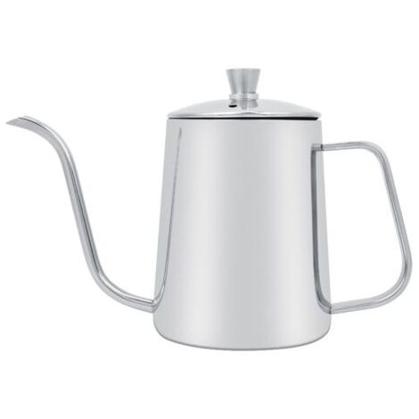 Bouilloire à col de cygne, cafetière exquise portative moderne en acier inoxydable couleur argent longue pour la cuisine de café-boutique