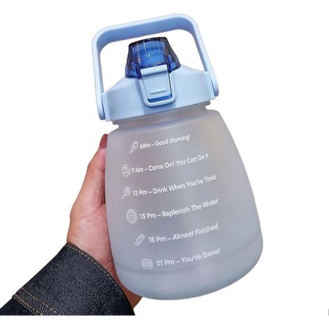 Gourde sport 1400ml avec paille, bouteille d'eau extérieur grand format, gobelet de randonnée robuste, réservoir à boisson pour fitness et voyage, contenant réutilisable à bec (1/5)