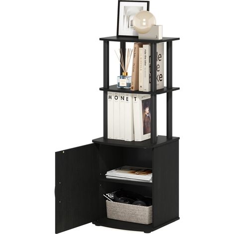 Étagère Présentoir Carré, Engineered Wood, Bois Noir/Noir, 3 Niveaux (1/5)