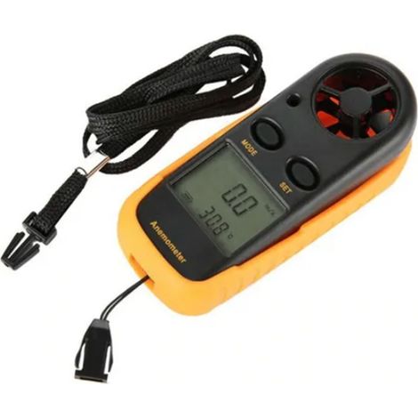 Anémomètre numérique de poche avec écran LCD, mesure vitesse du vent et température, pile bouton incluse (1/5)