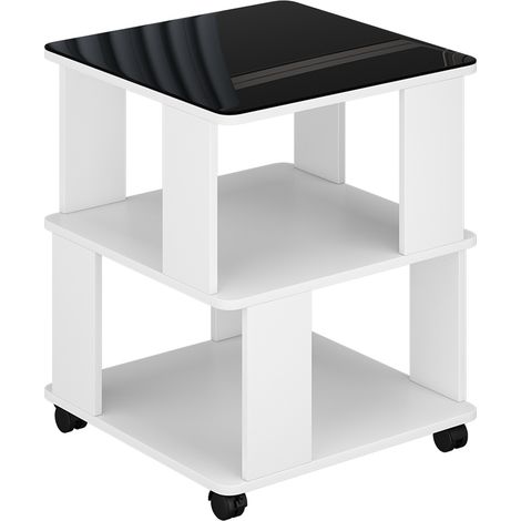 Mesa de centro Velito, Blanco/negro, 50 x 50 cm, Vicco