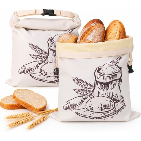 Sac à Pain en Cire d'Abeille Lot de 2 – Grand Sac à Pain en Coton et Cire d'Abeille 43x33cm (1/5)