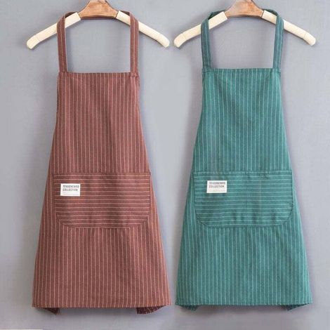 Set di 2 grembiuli da cucina, caffè + verde, grembiuli impermeabili regolabili con 2 tasche per uomo e donna, chef per cucinare, giardinaggio, ristoranti e barbecue - Crezuo