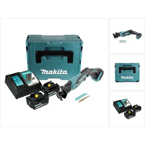 Sierra de sable sin cable Makita DJR 183 RGJ 18 V + 2x batería 6,0 Ah + cargador + Makpac