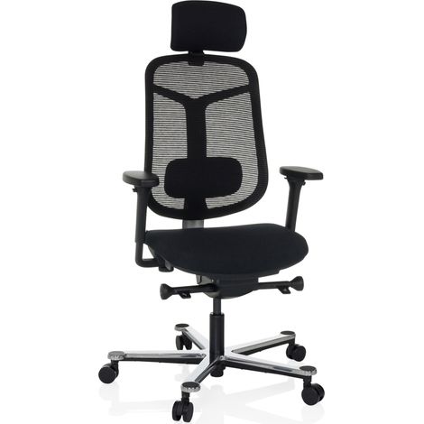 Chaise de bureau / fauteuil de direction BICOLORE HIGH tissu maille / tissu noir / piétement argent hjh OFFICE (1/5)