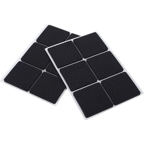 Patins antidérapants en caoutchouc pour meubles, 12 pièces, protège-pieds de table et de chaise en bois, carrés, 38 mm x 38 mm x 5 mm (noir) (1/5)