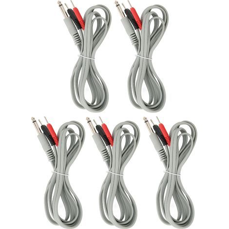 5 Stück TENS-Elektrodenkabel, 6,35 mm 2-in-1-Stecker, Kontaktkabel für Massagegeräte, 1,8 m Länge (1/5)