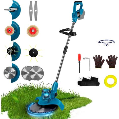 Débroussailleuse sans Fil télescopique pour 18V (sans Batterie) Coupe-bordures électrique, Tête de coupe pour herbe, câble 10m, 4 lames, brosse métallique et accessoires de protection (1/5)