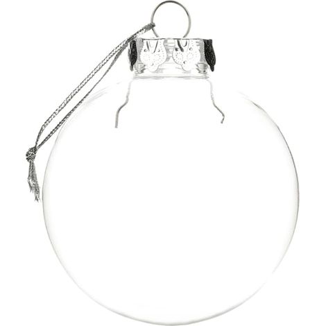 Lot de 6 boules de Noël transparentes, 100 mm/4 pouces, boules de décoration en plastique transparent rechargeables avec couvercles métalliques amovibles, adaptées pour la fête de famille, mariage, an (1/5)