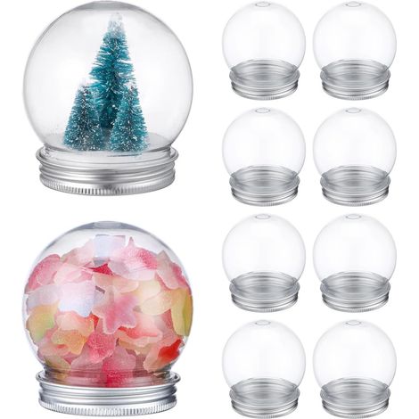 Lot de 10 Boules de Noël à remplir soi-même - Transparentes - avec Bouchons à vis - pour la décoration Noël