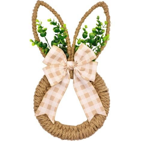Guirlande De Pâques - Lapin De Pâques En Corde De Chanvre - Décoration Printanière Pour Porte Et Mur - 45 X 25 Cm - 1 Pièce (1/4)