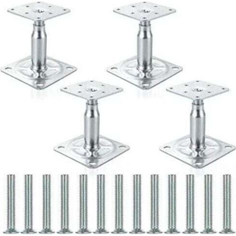 Poteau pour clôture Support de colonne galvanisé réglable 100-150 mm, support de toit robuste pour structures – Lot de 4