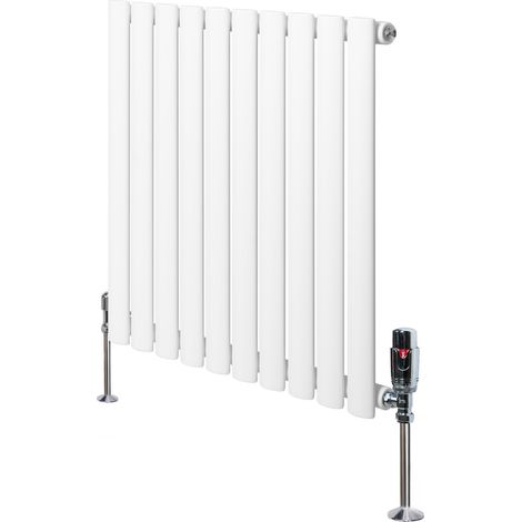 Gliederheizkörper mit TRV Chromventile, Horizontal, Weiß, 600 x (1/5)