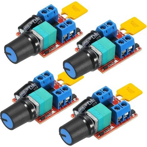 Gebildet 4er-Set Mini-Motor-Drehzahlregler, PWM-Drehzahlregler, DC 5V-35V 5A einstellbarer PWM-Schalter, 6V 12V 24V Drehzahl-Dimmerschalter mit LED-Anzeige (1/5)