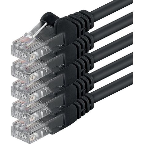 5 pièces, câble réseau Ethernet CAT6, 0,25 m, noir, compatible 1000 Mbit/s, pour Smart TV, NAS, routeur et switch (1/5)