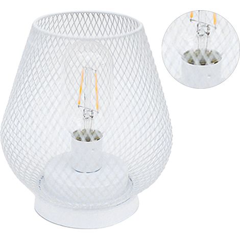 Lampe en fer forgé de style nordique, veilleuse LED rétro minimaliste blanche, idéale pour la chambre ou la cantine. (1/5)