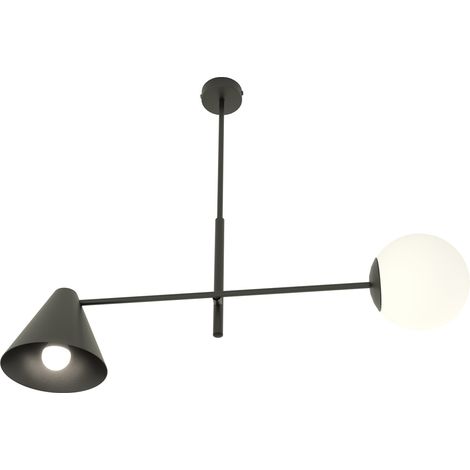 Plafoniera Moderna Industrial Hermes 2 Luci Nero (1/5)