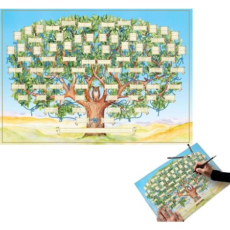 Arbre généalogique à compléter - Affiche généalogique sur 6 générations - Arbre généalogique vierge à compléter - Diagramme d'arbre généalogique sur toile - Cadeau - 40 x 60 cm (1/5)