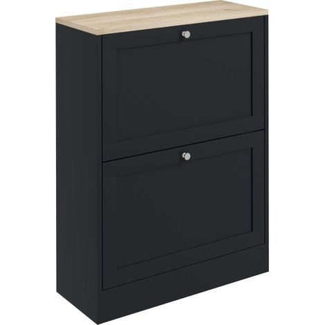 Schuhschrank für 12 Paar Schuhe, Flurschrank mit 2 Klappschubladen und verstellbaren Einlegeböden, 60 x 23,5 x 80 cm, Schwarz