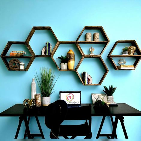 Étagère murale décorative - forme hexagonale, lot de 6 AVIALA (1/5)