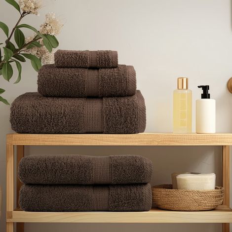 vidaXL Premium Hand Towels "SOLUND" 10 pcs Brown 50x100 cm 600 gsm (1/5)