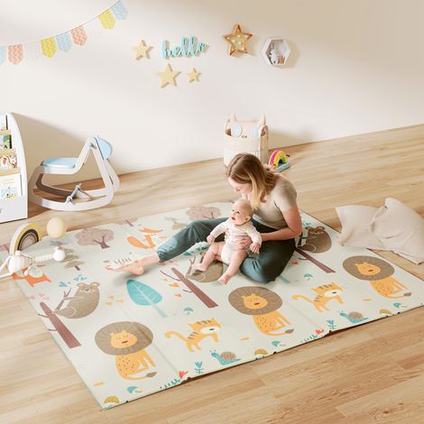 Animal - Tapis de jeu pour bébé, tapis pliant pliable double face pour enfants, réversible et imperméable