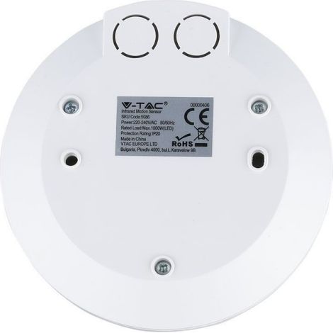 V-TAC 360° Infrarot-Bewegungsmelder, Deckenmontage, Weiß (max. 1000 W), IP20 (1/5)