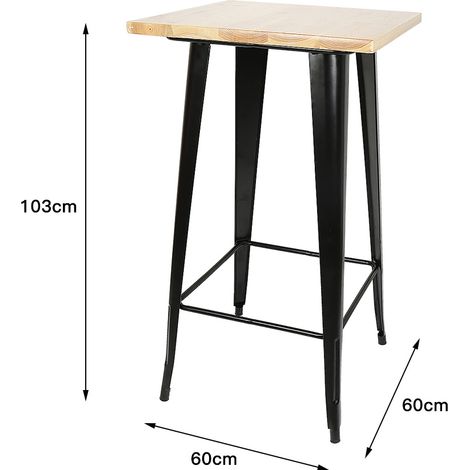SiFree®Table à Manger 103 60 60cm Couleur Noir et Bois (1/5)