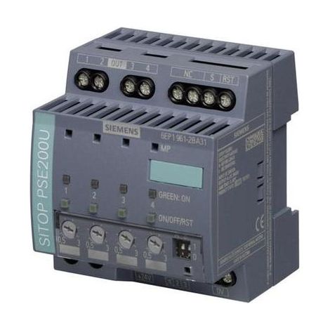 Siemens Módulo de selectividad SITOP PSE200U, DC 24 V/4 x 0,5 ... 3 A con señalización de canal individual, 6EP19612BA31