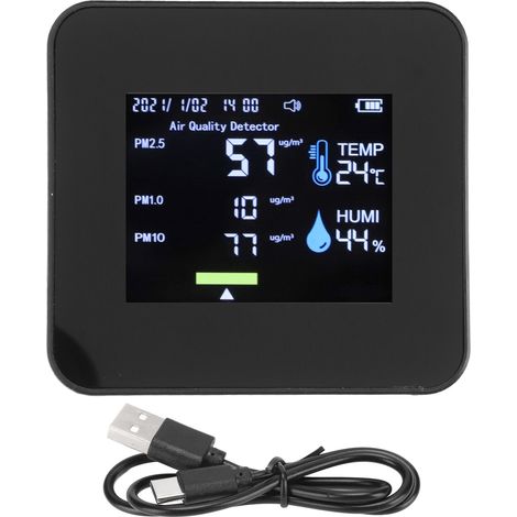 Détecteur CO2 9 en 1 Rechargeable USB Portable - Surveillance en Temps Réel PM2.5, PM10, Humidité, Alimentation 5V 1A (1/5)