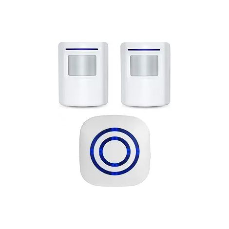 Alarme avec détecteur de mouvement et alarme d'allée sans fil (télécommande)  système de sécurité intérieur/sonnette électrique  comprend 2 détecteurs de mouvement et 1 unité d'alarme, choix de 38 (1/5)