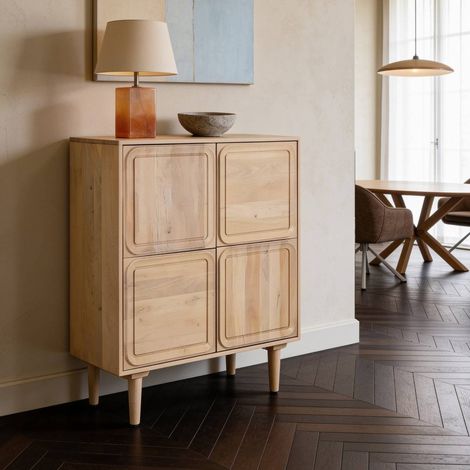 Buffet haut en bois de manguier clair Vivienne (1/5)