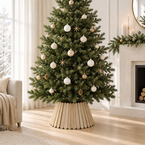 Copri base con bastoncini in legno chiaro, decorazione per Albero di Natale, diametro di 70 cm (1/5)