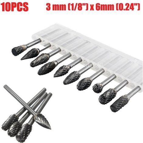 SURENHAP Lime rotative Un ensemble de 10 fraises en carbure d\'acier au tungstène pour foret à outil rotatif bricolage meule (1/4)