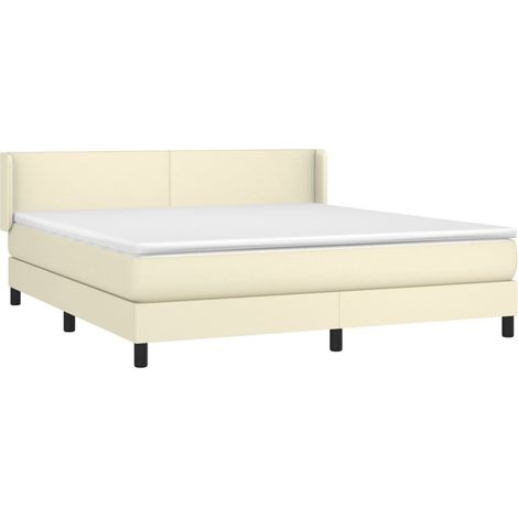 Lit à sommier tapissier avec matelas Crème 180x200cm Similicuir vidaXL (1/5)