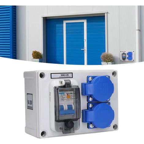 Prise murale double allemande avec RCD 1P+N 40A 230V - Boîte d'encastrement 200-250V