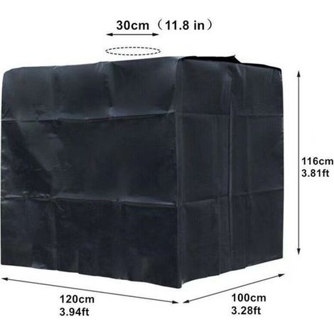Bâche Réservoir d'eau IBC 1000 L Couverture Container Citerne Eau Pluie avec Fermeture éclair Coupe Vent Anti UV 210D Résistant à la Déchirure Noir (1/4)