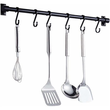 Bar De Suspendre - Bar Murale Pour Ustensiles De Cuisine 40 Cm Avec 6 Crochets Détachables - Support Pour Ustensiles De Cuisine (1/5)
