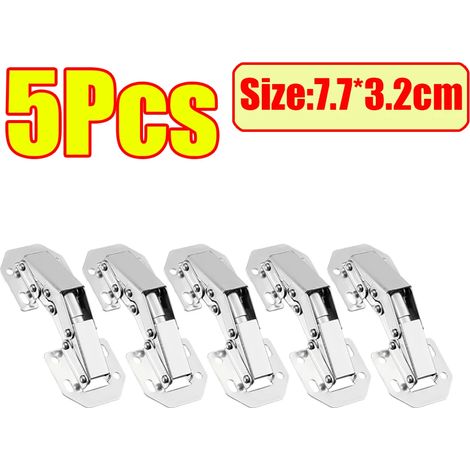 (5 pièces) Charnières invisibles pour portes de placard, en acier inoxydable, sans perçage, pour placards et boîtes en bois (1/5)