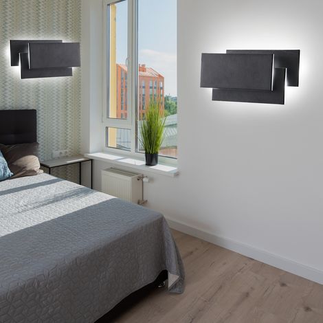 Applique Murale LED Moderne Éclairage Décoratif Chambre Salon Lampe Murale Intérieur Noir 24W Lumière Blanc Froid - 2Pcs (1/5)