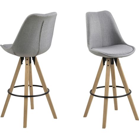 Lot de 2 tabourets de bar en tissu et bois design scandinave DONA (1/4)