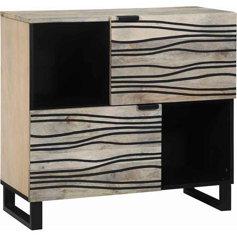 Sideboard Weiß 80 x 33 x 75 cm massives Mangoholz