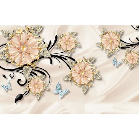 Papier peint panoramique - Fleurs 3D - 130 cm x 83 cm (1/2)