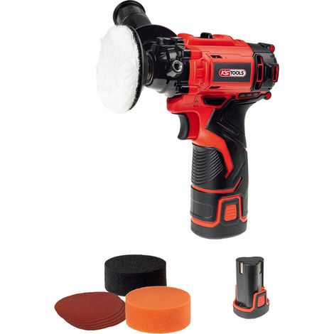 KS Tools - Polisseuse sur batterie - Polisseuse voiture 12V - Avec accessoires - Pour renovation phare voiture - Efficace contre les rayures - 515.4760F (1/4)