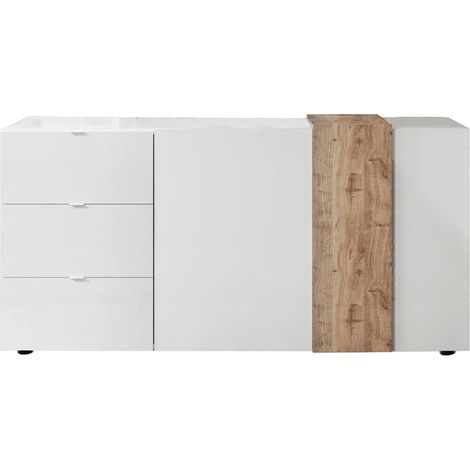Madia 2 ante e 3 cassetti linea Olimpo finitura Bianco Lucido e Rovere Kadiz (1/5)