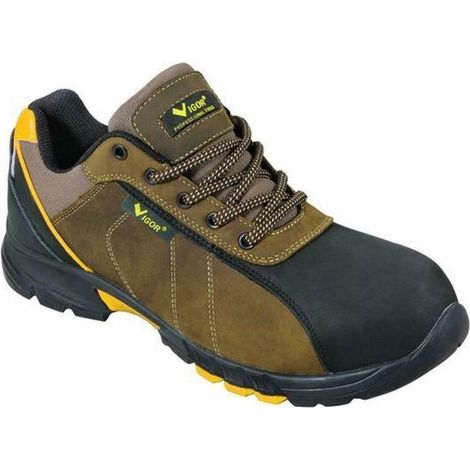 Vigor-blinky Scarpe di Sicurezza Paride S3 Pelle Pieno Fiore Puntale Composito Suola Gomma EVA Antistatica EN ISO 20345:2011