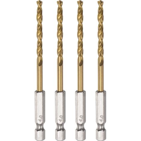 4Pcs 1/4" Forets à Tige Hexagonale 4mm Ensemble de Forets 94mm (1/5)
