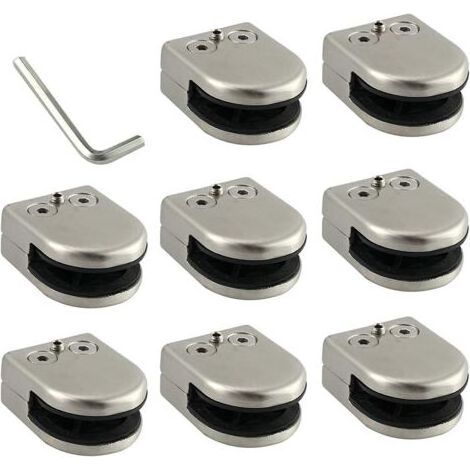 8-teiliges Glasklemmen-Set, 6–8 mm, Edelstahl 304, Glasklemmenhalter, flache Rückseite, verchromt, für Balustraden (1/5)
