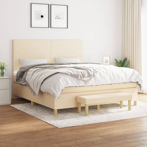 Boxspringbett mit Matratze Creme 180x200 cm Stoff (1/5)