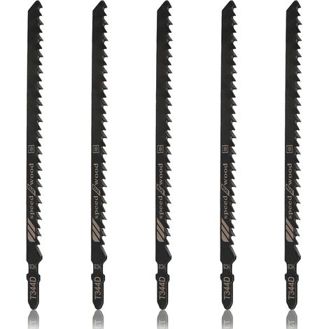 Lot de 5 lames de scie sauteuse à emmanchement en T T344D, 6 dents par pouce, 15 cm (6 pouces), lames HCS pour bois, aggloméré, contreplaqué et bois dur. Coupe rapide.